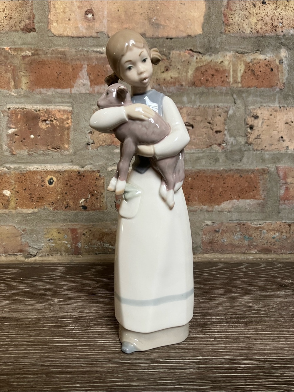 vintage Lladró porcelain figurine titled "Girl with Lamb"